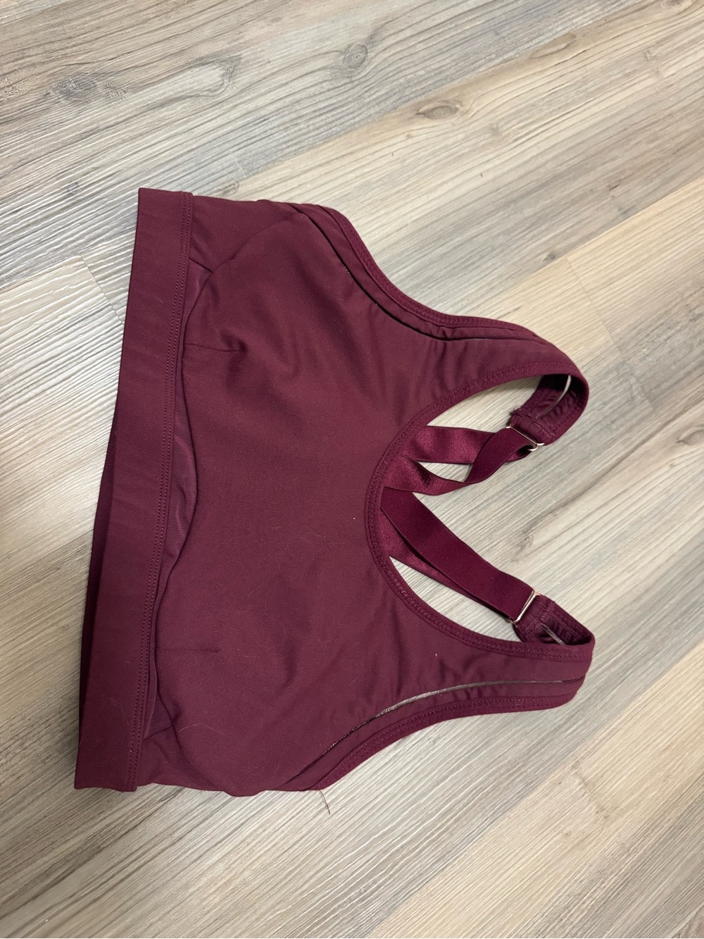 Fabletics Deep Burgundy Strappy Sports Bra